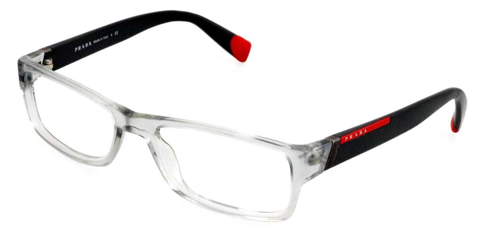 PRADA VPS03C AAA-1O1 52mm Clear Gray Linea Rossa Eyeglasses Frames Only Italy thumbnail 6
