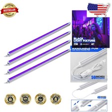 Bright 4FT UV Blacklight Fixtures - 22W T5 LED, Glow Party, Halloween Decor