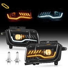 Pair For 2010-2013 Chevy Camaro Headlights Wled Drl Black Projector Switchback Pair For 2010-2013 Chevy Camaro Headlights Wled Drl Black Projector Switchback