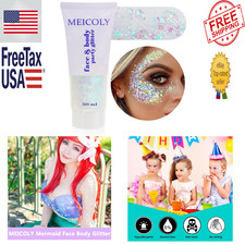 White Face Body Glitter Gel for Festival Rave Makeup and Mermaid Hair Sparkly