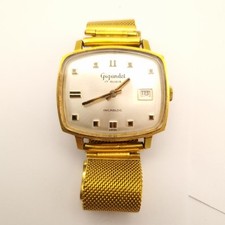 Orologio Gigandet Meccanico 17 Rubis Incabloc Svizzero Placcato Oro Cinturino Maglia Quadrata