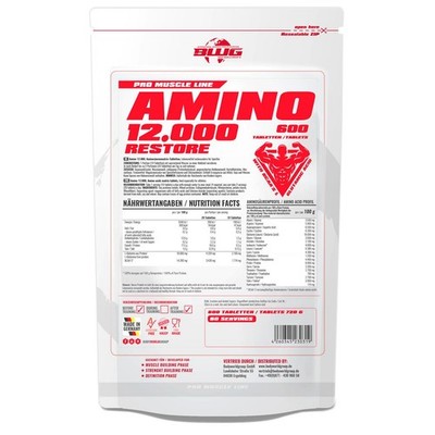 (26,38 EUR/kg) BWG Amino 12.000 Restore, BCAA + L-Glutamin Tabletten, 600stk, 7