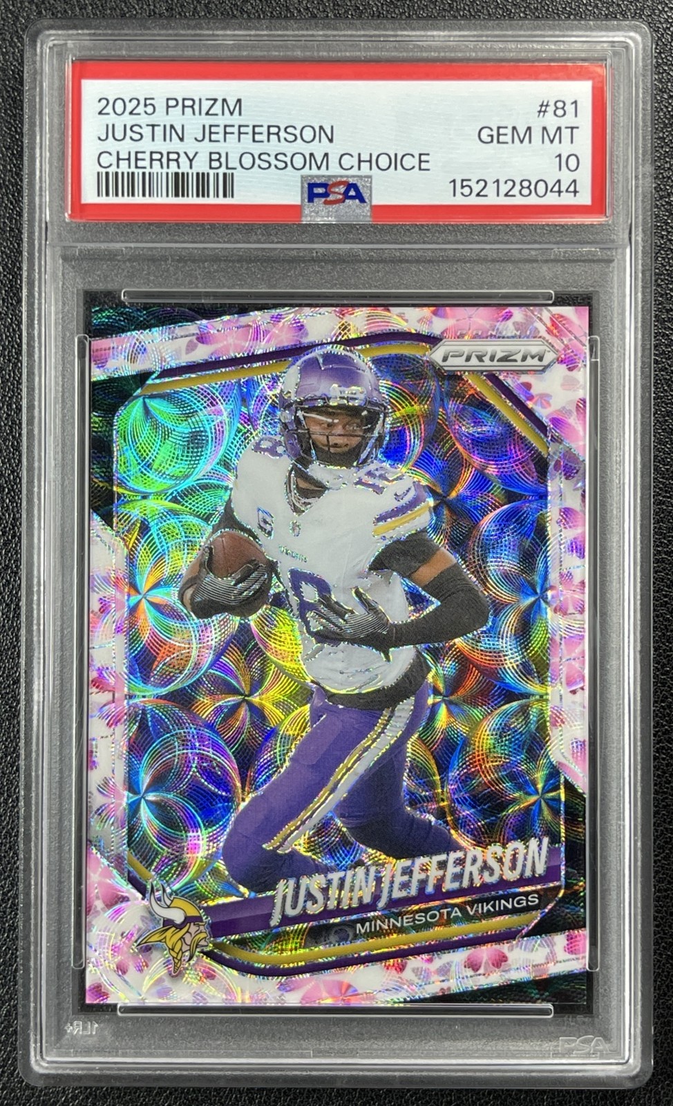 JUSTIN JEFFERSON PSA 10 2025 PANINI PRIZM #81 CHOICE CHERRY BLOSSOM 4/15