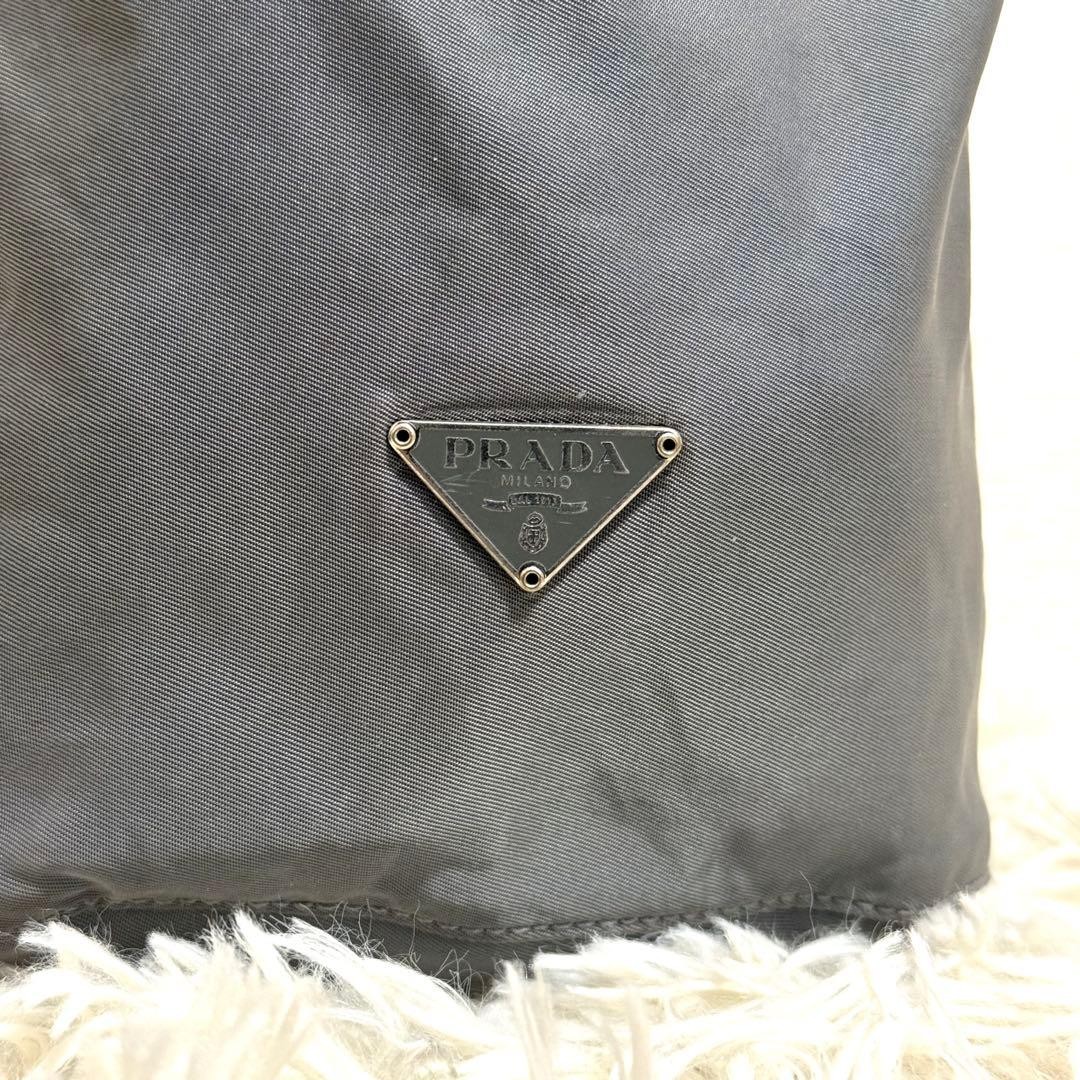 PRADA Nylon Accessory Pouch Gray Drawstring Used … - image 3