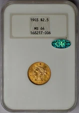 1903 $2.5 Liberty Quarter Eagle - NGC MS 64 CAC Fatty Holder