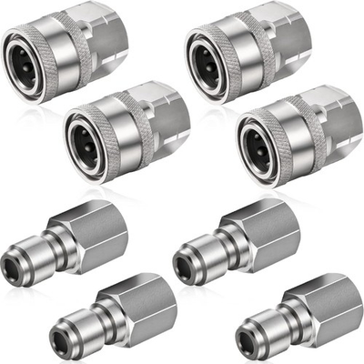 #ad 4pcs 3 8 In NPT Stainless Steel Male and Female Quick Connector Pressure Kit $19.99