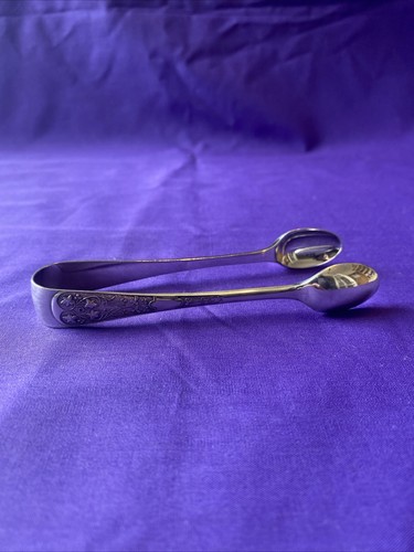 Antique Silver Sugar Tongs Single Unbranded Pattern Good Condition
