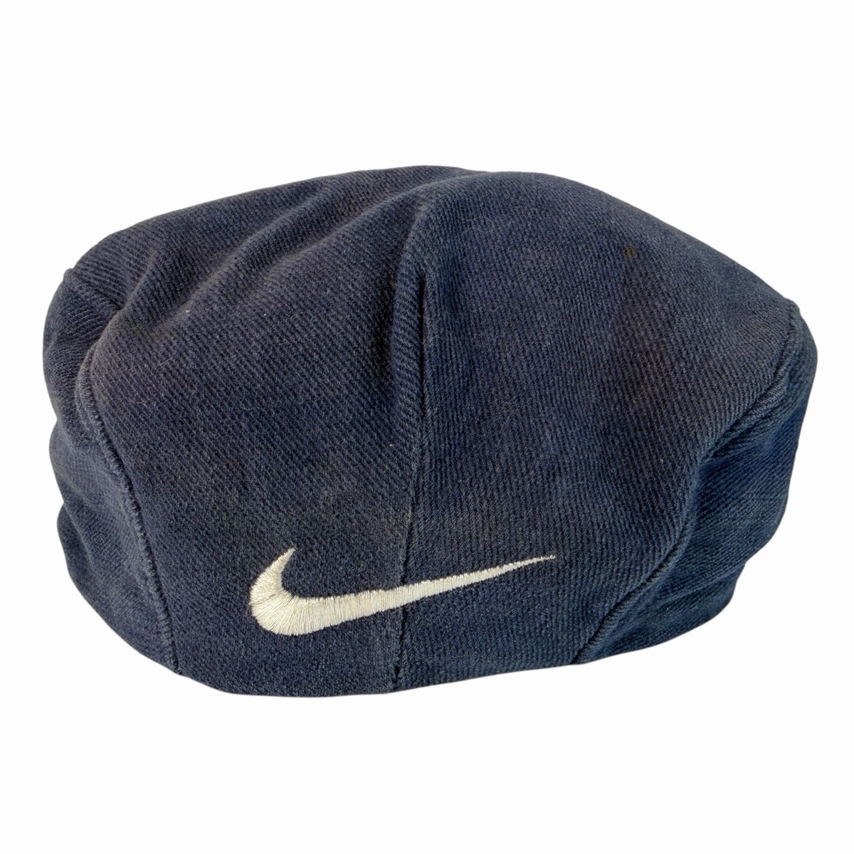 VTG 90s Nike Dual Swoosh Newsboy Cabbie Cap Navy Flat Ivy Golf
