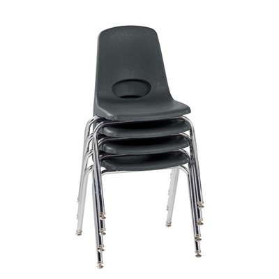 FDP 18'' School Stack Chair 4-Pack Chromed Legs Swivel Glides 10384-BK BLACK