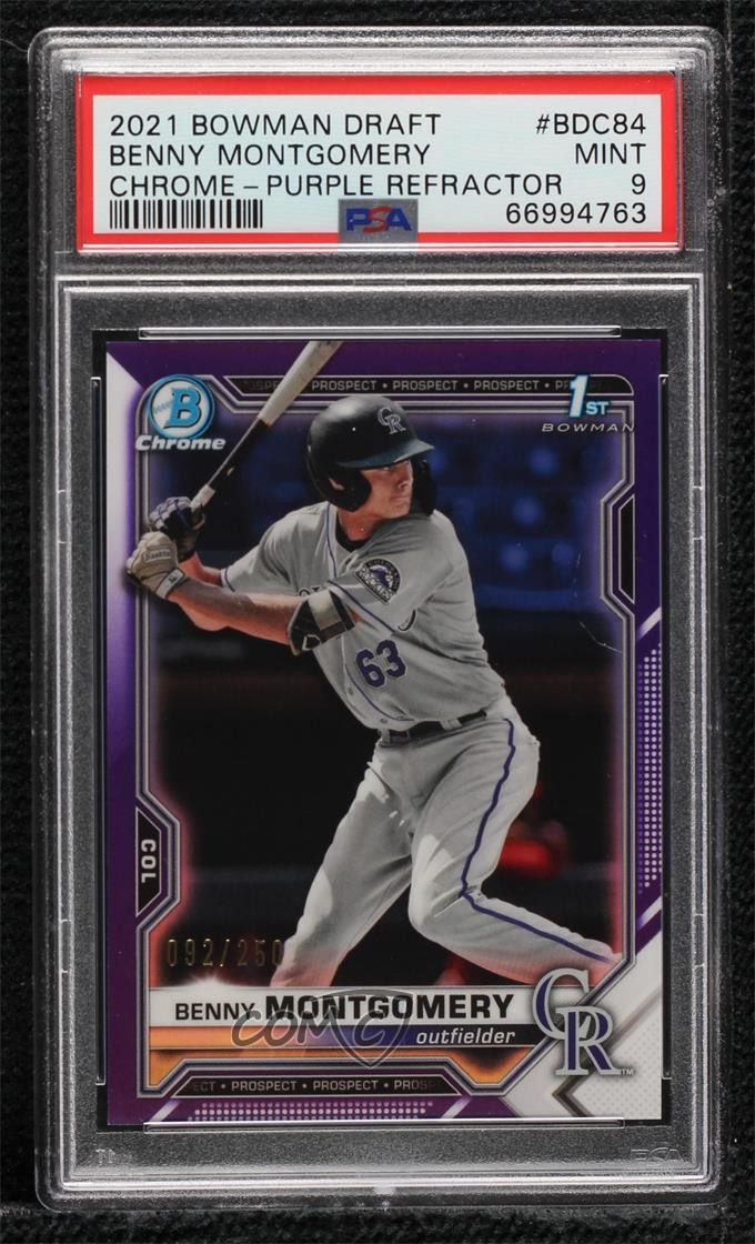 2021 Bowman Draft Chrome Purple Refractor /250 Benny Montgomery PSA 9 MINT