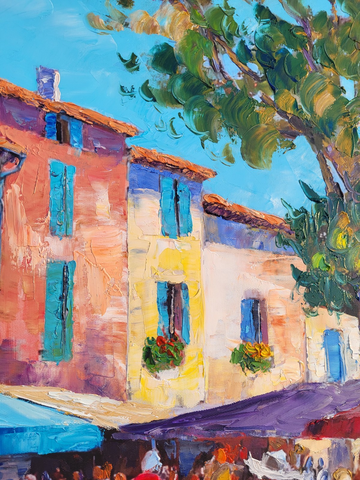 NOLAC - "Provençal Summer Market" (60x40 cm) - Oil knife bright atmosphere