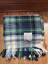 Highland Home Industries All Wool Green Plaid Blanket Made in Scotland 53.5 x 60