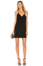 Alice + Olivia Fierra Y-back 100% Silk Racerback Slip Mini Dress Black Large