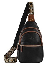 Leather Crossbody Sling Bag for Women - Travel Fanny Pack Chest Purse