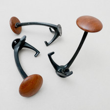 3 x Haken Garderobenhaken Kleiderhaken String Ära Teakholz 70er Jahre