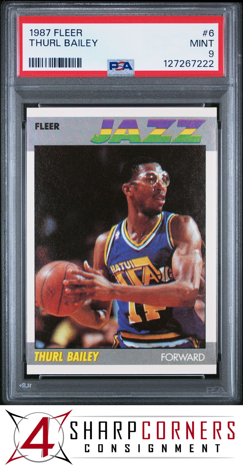 1987 FLEER #6 THURL BAILEY JAZZ PSA 9