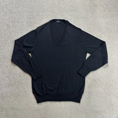 VINTAGE Herren Pullover Gr M Wolle Retro 90er Sweater Jumper Logo 7607 Blau - Bild 1 von 4