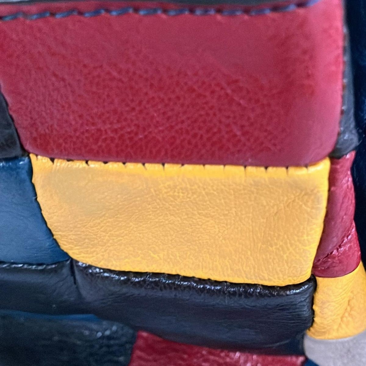 Auth CELINE Handbag Patchwork Leather Blue Black … - image 11