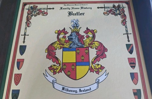Butler Family Name History Framed Crest- Certified By Historical Research Center - Picture 3 of 8