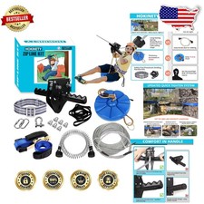 Outdoor Zipline Kit 100FT: Kids Adults, 380LBS, Easy Ratchet Tightening, Durable