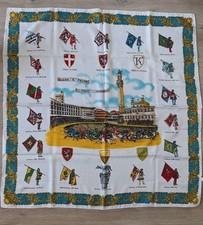 Sciarpa vintage SIENA il PALIO scena corsa di cavalli medievale - 30"x30"Made in Italy