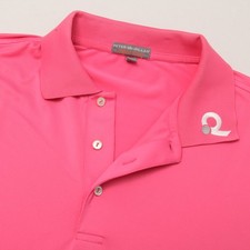 Peter Millar Summer Comfort Polo Shirt Men's L Pink Pinehurst Course No. 2 Golf