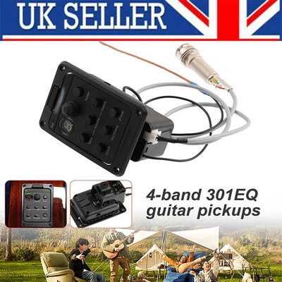 Fishman 4 Band 301 EQ Tuner Piezo Mic Presys Blend Acoustic Guitar Pickup Preamp