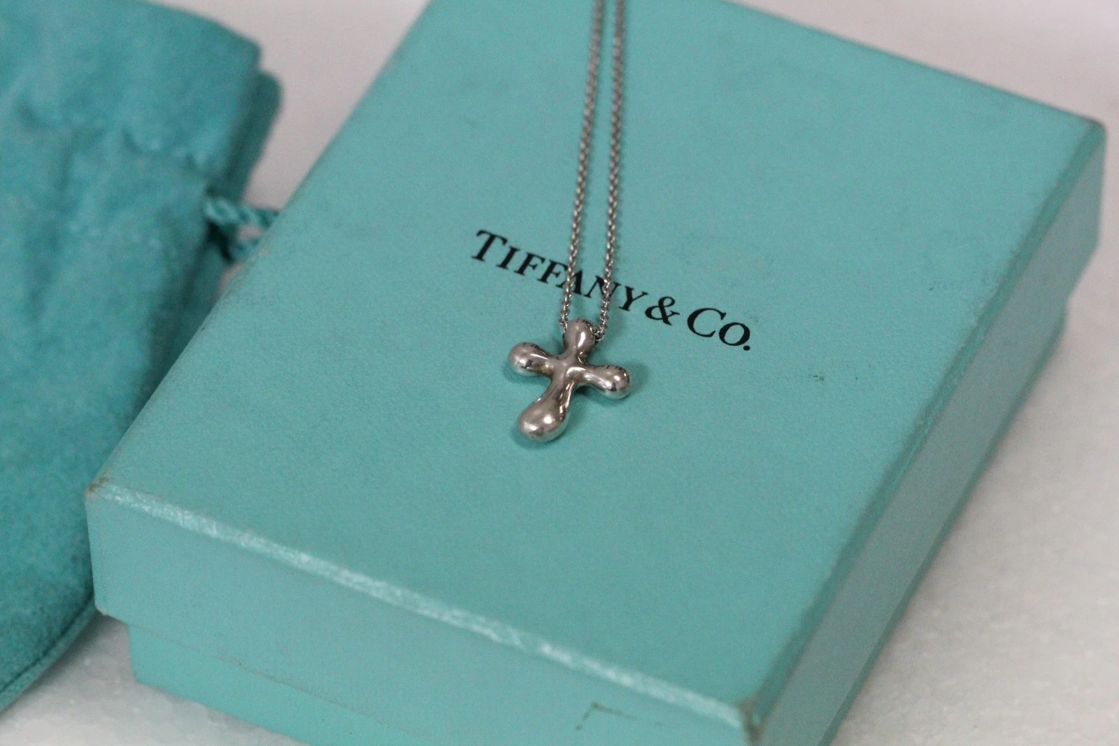 Tiffany & Co. Elsa Peretti Cross Pendant Necklace Silver 925
