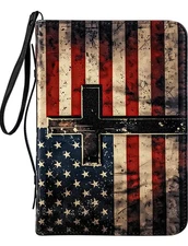 Bible Protector Zippered Carrying Book Case With Strap & Handle American Flag XL