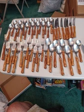 Sir Lawrence Mid Century Wood Handle Flatware 48pcs With 2 Lifetime Cutlery