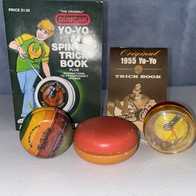 Vintage Trickster Hummingbird Yo-yo Set (3) Plus Duncan Trick Book Set
