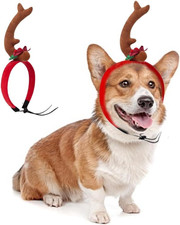 Dog Antlers Headband Christmas Dog Outfit for Small Medium Large Dog Reindeer Co