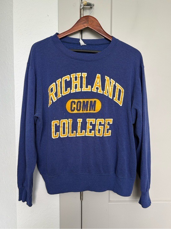 Vtg 80S Champion Richland Community College Purple Graphic Sweatshirt Mens Large