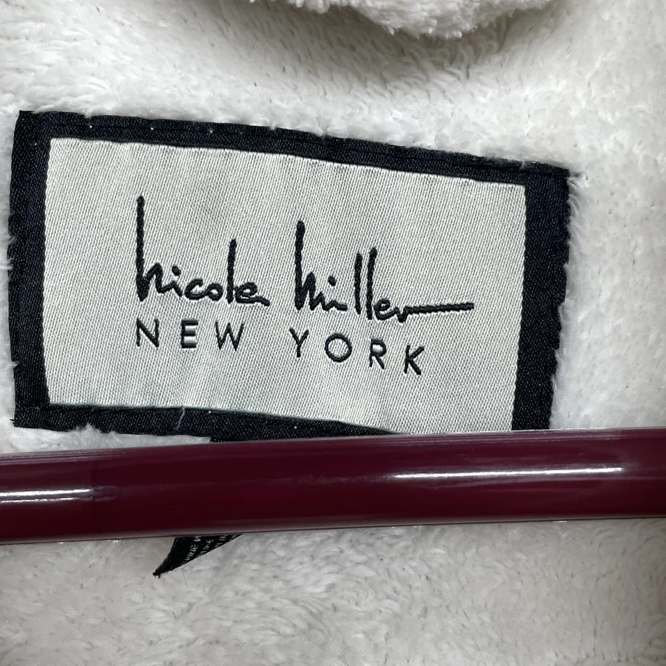 Bata Nicole Miller para mujer mediana blanca de felpa con cinturón polar spa albornoz bolsillos Foto 3 de 4