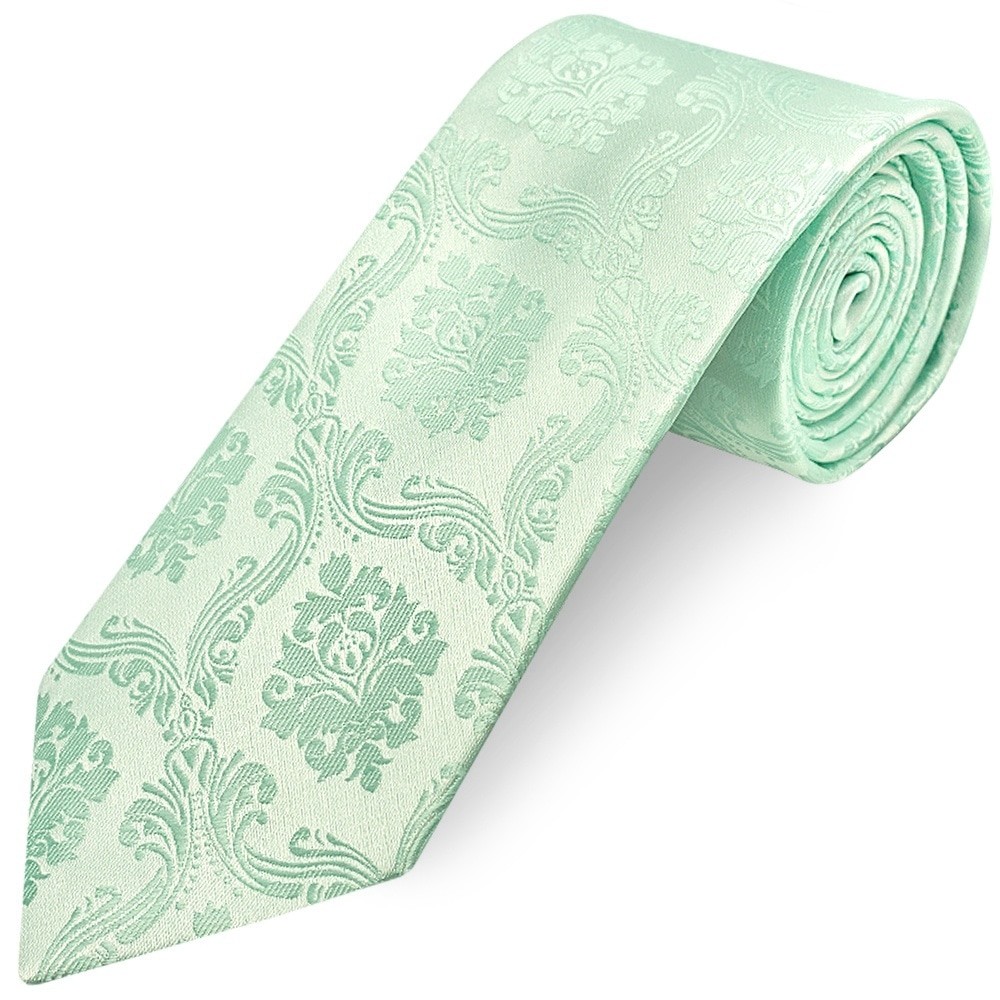 TIES R US Handmade Mint Green Paisley Classic Men's Tie Wedding Tie Regular Tie