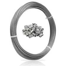 1/16 Wire Rope, 100FT 304 Stainless Steel Cable with 50Pcs 100FT, silver