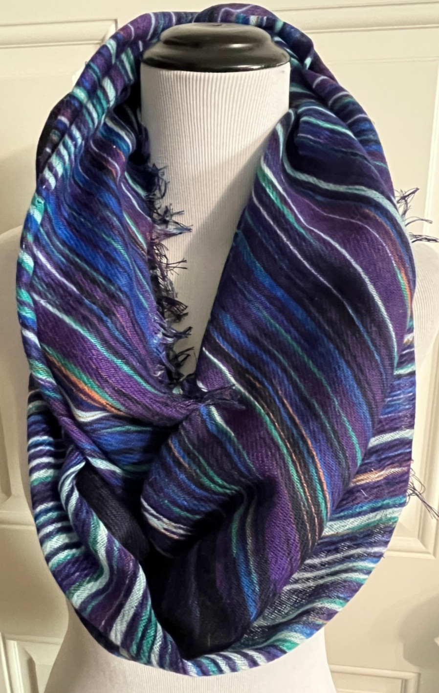 Infinity Scarf Multi-Colored Stripes Lightweight-… - image 1