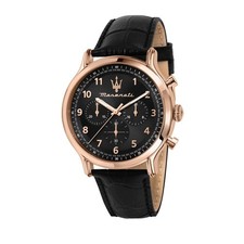 MASERATI Oldtimer – Chronograph Schwarz Herren Rosen Gold Leder (R8871618015)