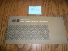 1968 Pontiac Owner Protection Plan New Vehicle Warranty Pamphlet Glove - 8/18AA