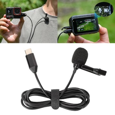 For Insta360 Ace Pro Camera Lavalier Microphone Mic Type-C Connector Accessories