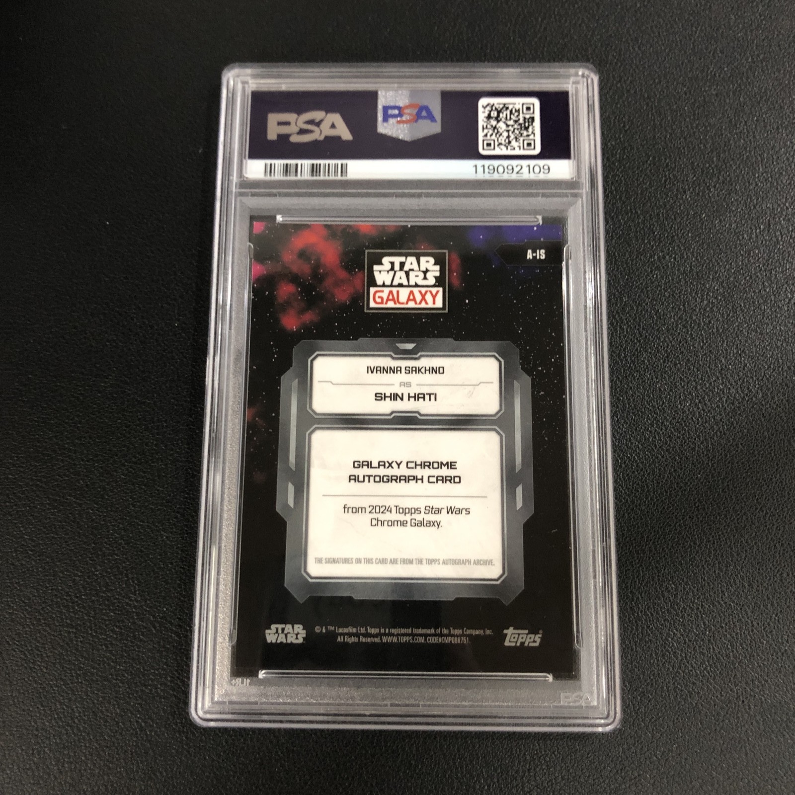 2024 Topps Chrome Star Wars Galaxy Auto Shin HatiIvanna Sakhno Mojo /50 PSA 9 view 2