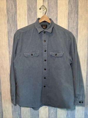Arrow Mens Heavy Chamois Butron Up Shirt Size L Blue Long Sleeve Work Wear Shirt