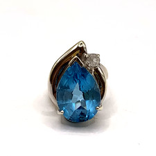 925 Sterling Silver Blue & White Topaz Pear C...