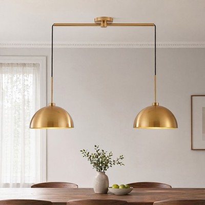 41 inch Kitchen Living Room Modern Gold Dome Pendant Chandelier 2 Light Fixture