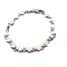 Tiffany & Co. Logo Puff Heart Link Charm Bracelet Silver 925 62RL625