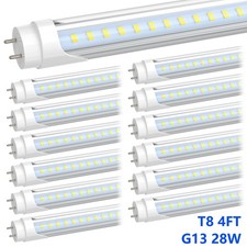 25 PACK 4 FT LED Tube Light Bulbs T8 28W Single Double End 6000K Super Bright