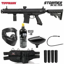 Maddog Tippmann Stormer Elite Dual Fed Silver Paintball Gun Marker Starter Pack