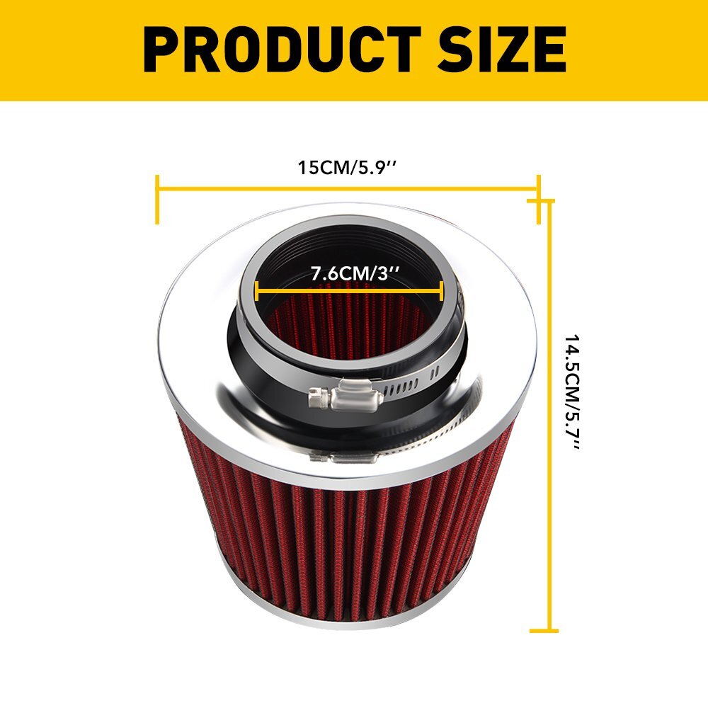 Car Cold Air Intake Filter Induction Kit Pipe Power Flow Hose System Accessories