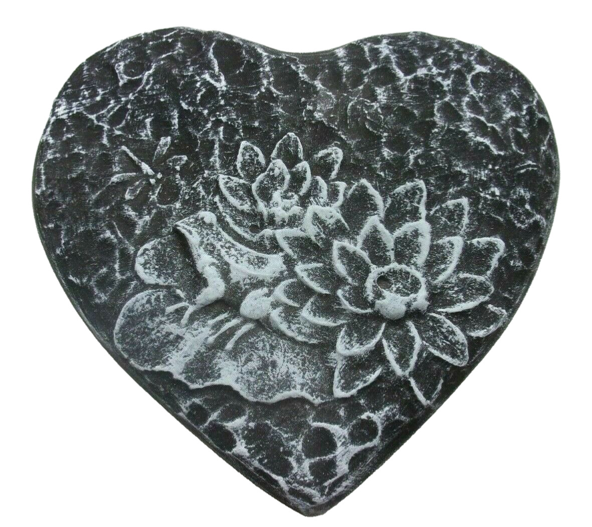 Heart flower frog mold plaster cement concrete plastic mould 8.75