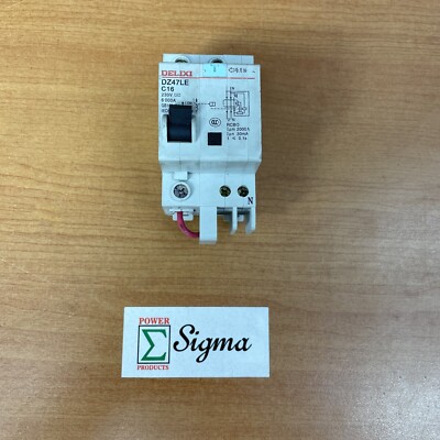 DELIXI DZ47LE C16 Circuit Breaker 16A 230V 6000A Breaking Capacity 2 Poles